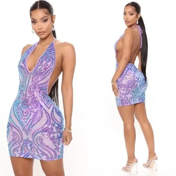 FN “Stand Out Sequin Mini Dress” - Purple 💜 - Picture 7 of 7